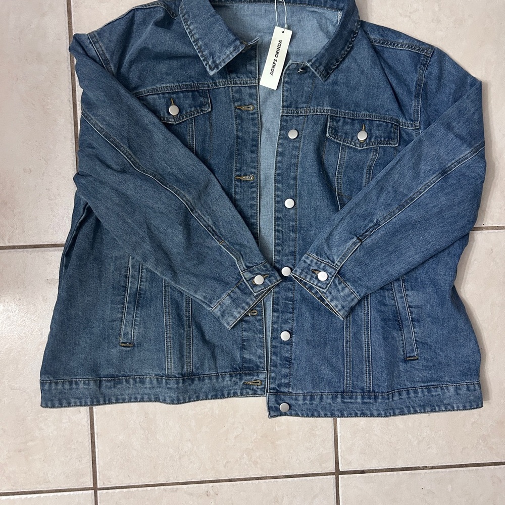 Denim Jacket with Button Closure